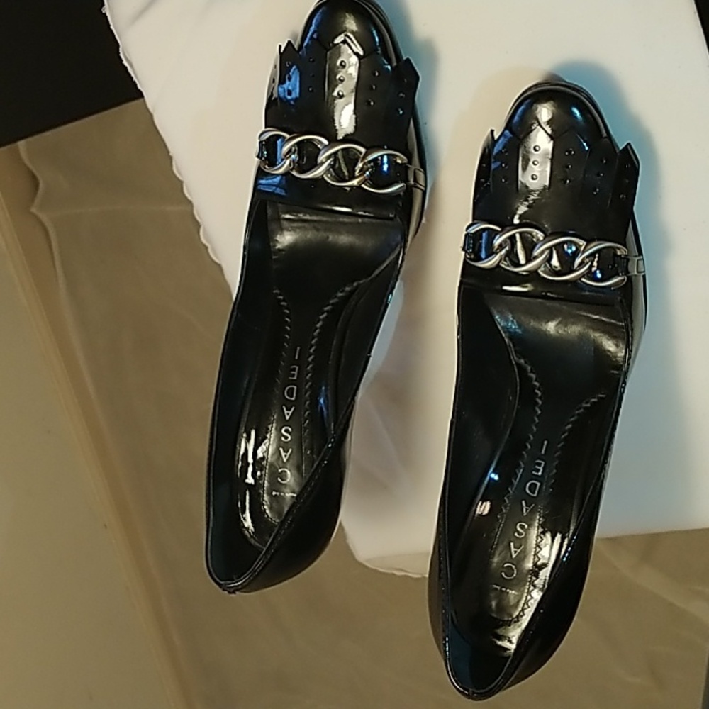 Casadei Black Leather Pumps, SZ 10 (they run 1 to 1 & 1/2 size smaller) - Picture 7 of 9